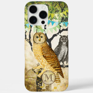 Monogram Birdcage  Owl Birch Tree iPhone iPhone 16 Pro Max Hoesje