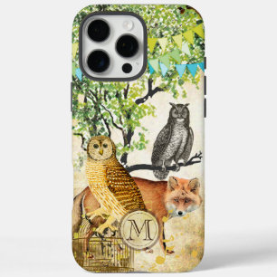 Monogram Birdcage  Uil Fox Tree iPhone iPhone 16 Pro Max Hoesje