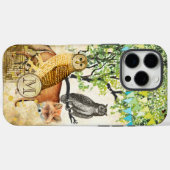 Monogram Birdcage  Uil Fox Tree iPhone Case-Mate iPhone Case (Achterkant (horizontaal))