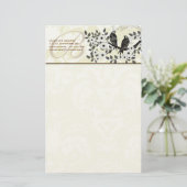 Monogram Birds Daisy Branch Stationery Briefpapier (Staand voorkant)