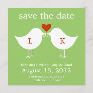 Monogram Birds Enregistrer La Carte Date - Lime