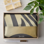 Monogram Black and Gold Striped Zebra Pattern Tissuepapier (Geschenk)