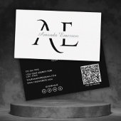  Monogram Black And White Simple Qr Code  Visitekaartje
