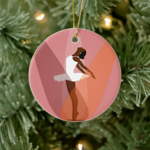 Monogram Black Ballerina Afrikaanse Amerikaanse da Keramisch Ornament