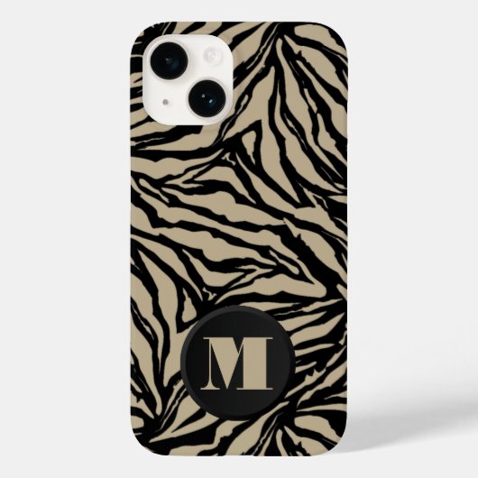 Monogram Black Beige Animal Print Case-Mate iPhone Case (Achterkant)