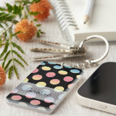 Monogram Black Blue Yellow Pink Pok Pattern Sleutelhanger (Voorkant Rechts)