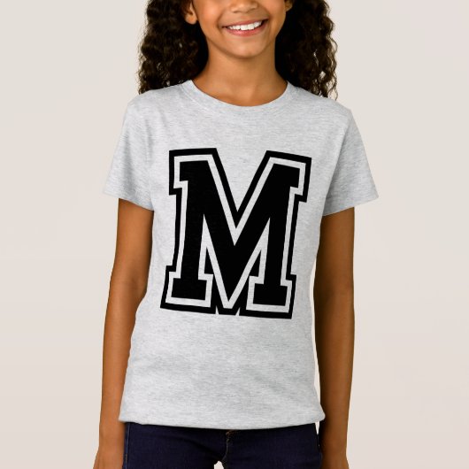  Monogram Black College Initiaal M T-shirt (Voorkant)