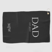 Monogram Black Dad Typografie Golfhanddoek (Horizontaal)