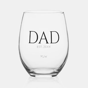 Monogram Black Dad Typografie Wijnglas Zonder Voet
