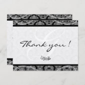 Monogram Black Damask Paisley Wedding Bedankt (Voorkant / Achterkant)