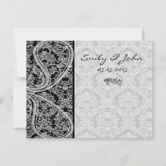 Monogram Black Damask Wedding Table Number Kaarten (Voorkant)
