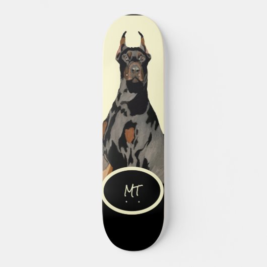 monogram Black Doberman Pincher Black & Tan Skateboard (Voorkant)
