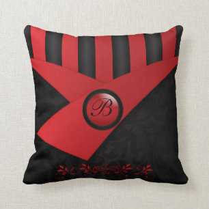Monogram Black en Deep Red Elegance Kussen