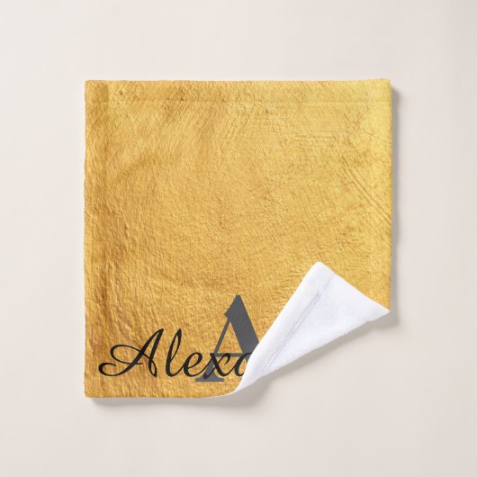 Monogram Black en Gold Luxury design Bad Handdoek (Wasdoekje)
