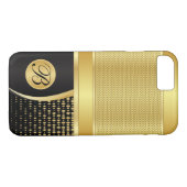 Monogram Black en Gold Metallic Mesh Case-Mate iPhone Case (Achterkant (Horizontaal))