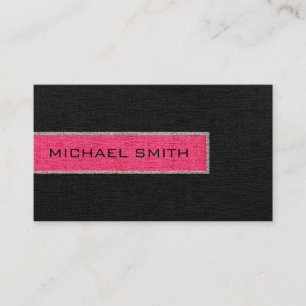Monogram Black en Hot Pink Burlap Rustic Jute Visitekaartje