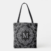 Monogram Black en Silver Filigree Motif Canvas tas (Achterkant)
