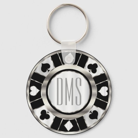 Monogram Black en Silver Las Vegas Style Sleutelhanger (Voorkant)