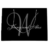 Monogram Black en Silver Wedding Groot Cadeauzakje (Voorkant)