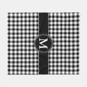 Monogram Black en White Gingham Fleece Deken (Voorkant (Horizontaal))