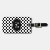 Monogram Black en White Polka Dot Bagagelabel (Voorkant horizontaal)