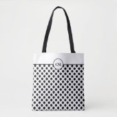 Monogram Black en White Polka Dot Pattern Draagtas (Voorkant)