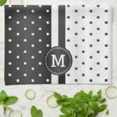 Monogram Black en White Polka Dot Theedoek (Gevouwen)