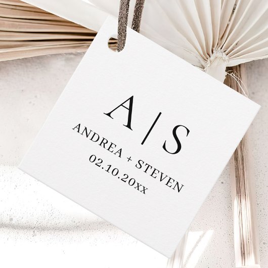 Monogram Black en White Wedding Bedankjes Labels