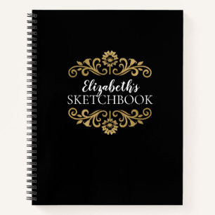 Monogram Black Gold Artist Sketchbook Notitieboek