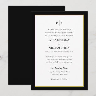 Monogram Black Gold - Bride Faire-part de mariage