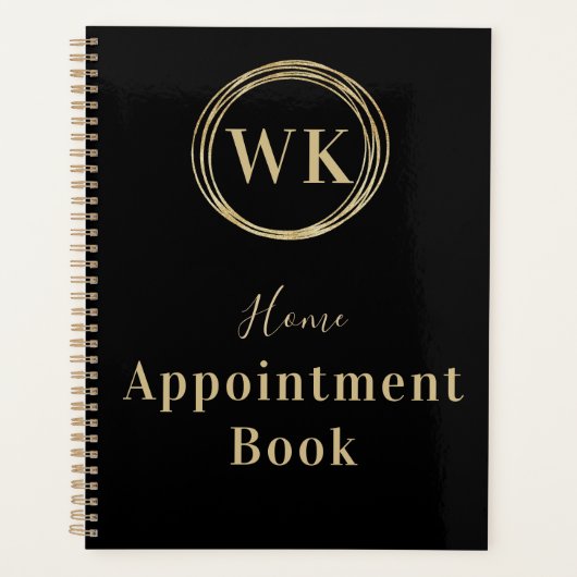 Monogram Black Gold Circles Home Appointing Book Planner (Voorkant)