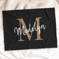 Monogram Black Gold Elegant Feminine Chic Script