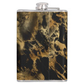 Monogram Black Gold Marble Agate Bridal Party Gift Heupfles (Achterkant)