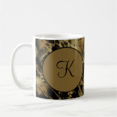 Monogram Black Gold Marble Agate Trendy Modern Koffiemok (Links)