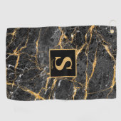 Monogram Black Gold Marmer Golfhanddoek (Horizontaal)