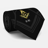 Monogram Black Gold Masonic Stropdassen | Freemaso
