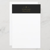 Monogram Black Gold | Modern minimalistisch Briefp (Voorkant / Achterkant)
