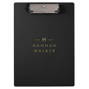 Monogram Black Gold Moderne minimalistische lega Klembord