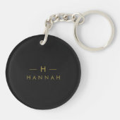 Monogram Black Gold | Moderne minimalistische lega Sleutelhanger (Achterkant)