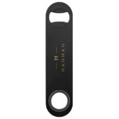 Monogram Black Gold | Moderne minimalistische lega Speed Flessenopener (Voorkant)