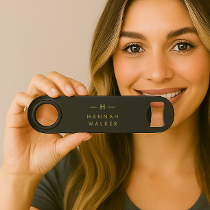 Monogram Black Gold Moderne minimalistische lega Speed Flessenopener