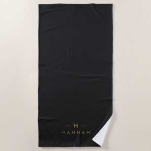 Monogram Black Gold Moderne minimalistische lega Strandlaken