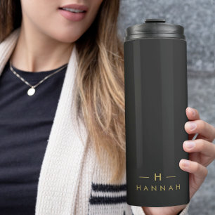 Monogram Black Gold   Moderne minimalistische lega Thermosbeker