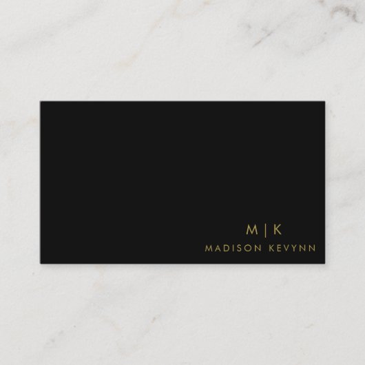Monogram Black Gold | Moderne minimalistische lega Visitekaartje (Voorkant)
