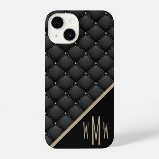 Monogram Black Gold Stud iPhone Hoesje (Achterkant)