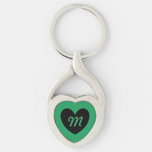Monogram Black hart op Kelly Green Sleutelhanger