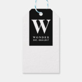 Monogram black Newly Wed gift for Wedding  Cadeaulabel (Achterkant)