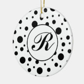 Monogram Black op White Polka Dot Pattern Keramisch Ornament (Links)