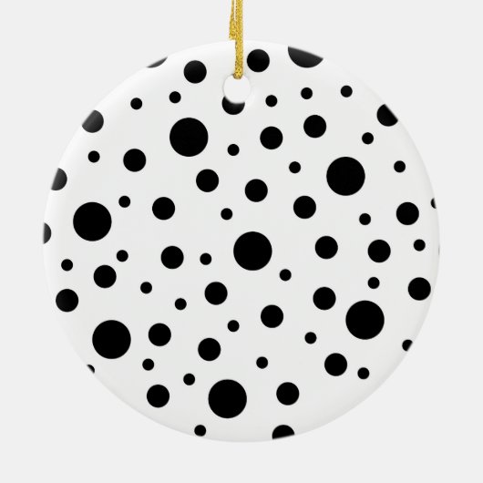 Monogram Black op White Polka Dot Pattern Keramisch Ornament (Achterkant)