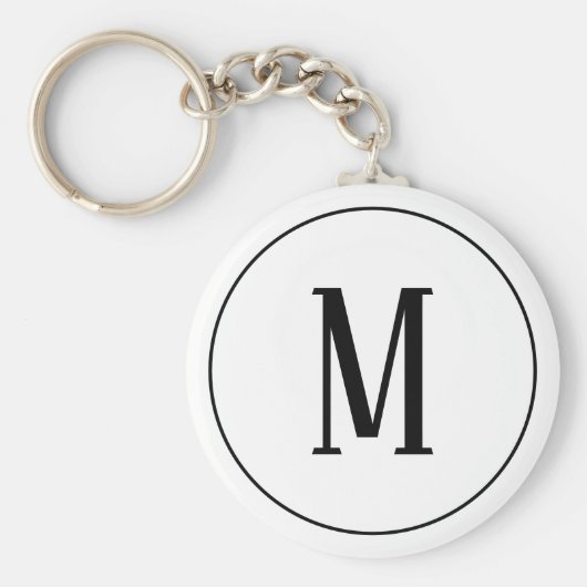 Monogram Black op witte Sleutelhanger (Voorkant)